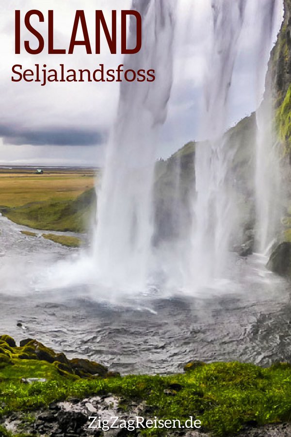 Wasserfall Seljalandsfoss Island reisen Pin