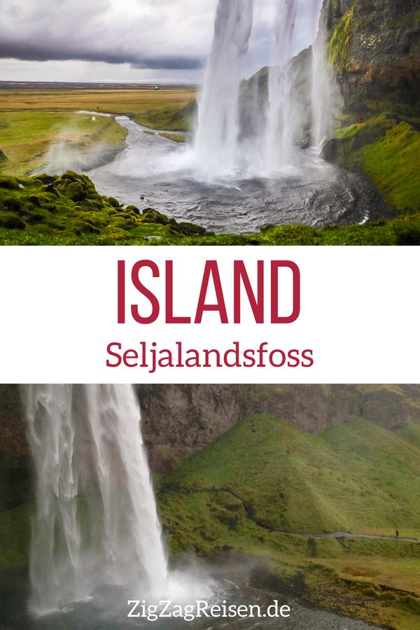 Wasserfall Seljalandsfoss Island reisen Pin2