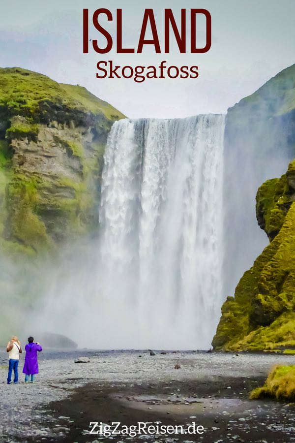 Wasserfall Skogafoss Island reisen Pin