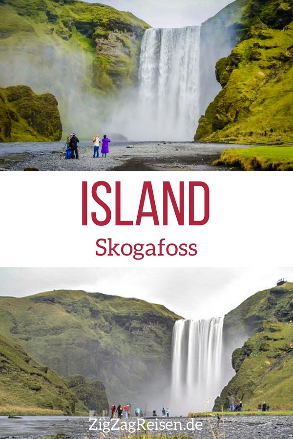 Wasserfall Skogafoss Island reisen Pin2