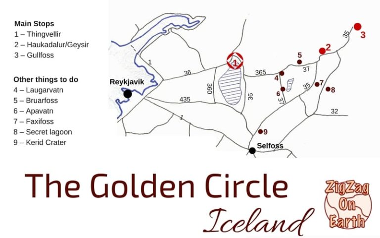 Golden Circle Island (Goldener Kreis) - Karte + Sehenwürdigkeiten + Fotos