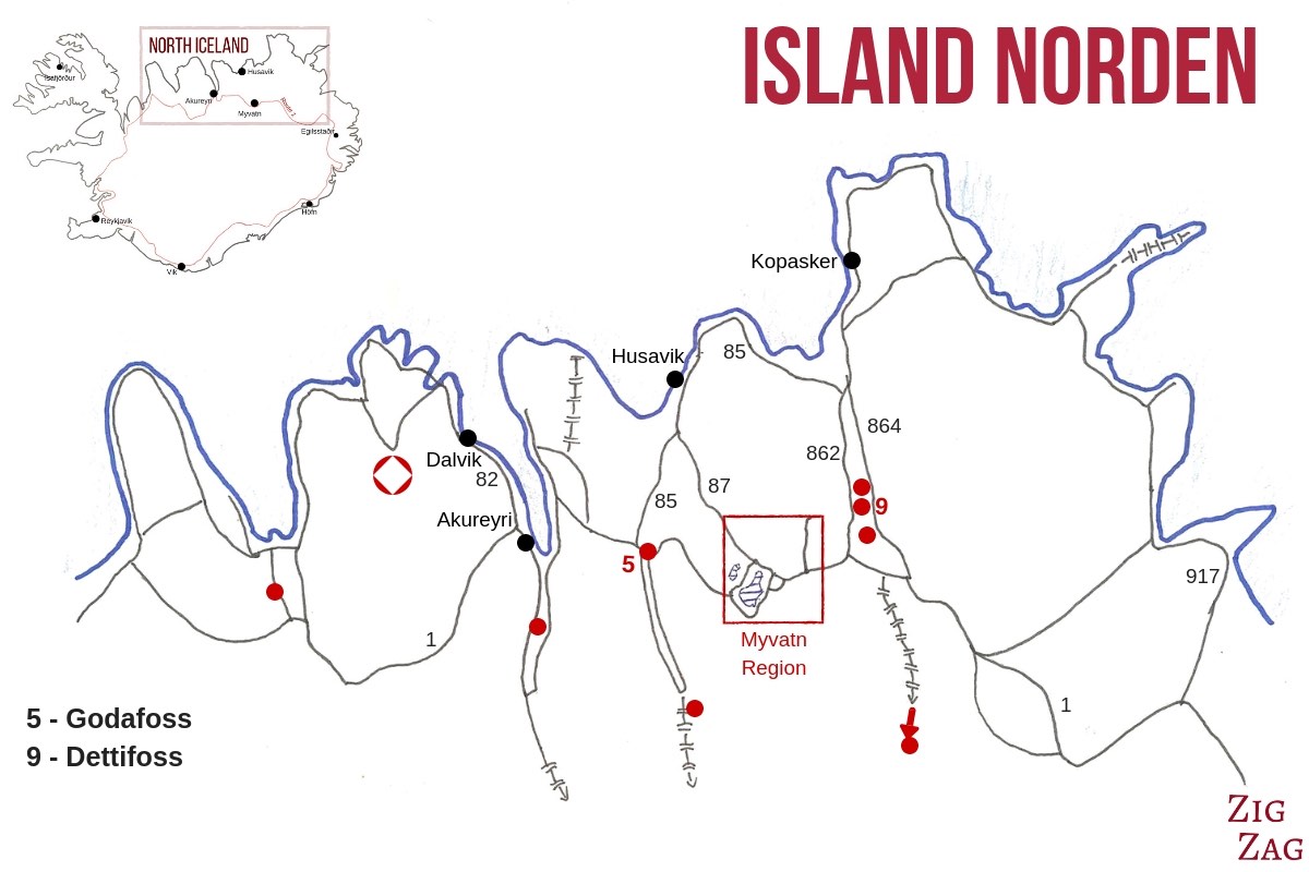 Karte Myvatn Island Norden