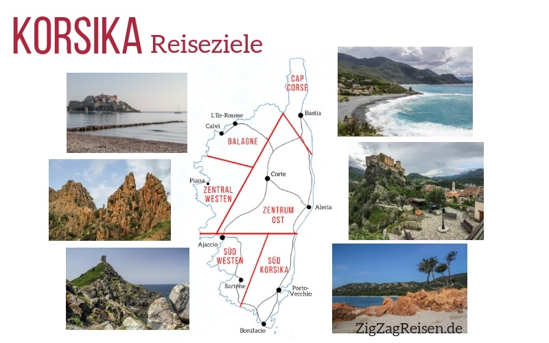 Roadtrip Korsika Rundreise Karte Reiseziele