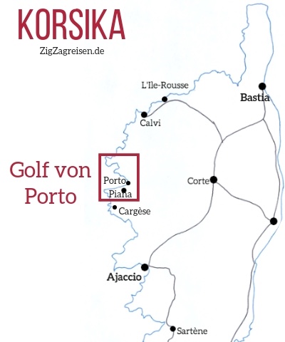 Golf von Porto Korsika Karte Golf von Porto Korsika Karte