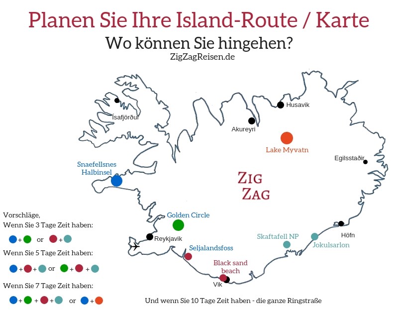 Reiseroute Island Karte