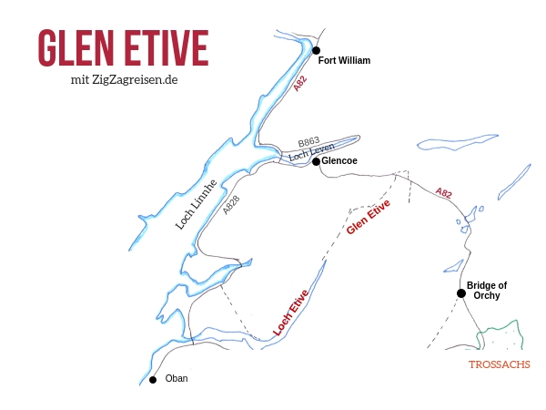 Karte Glen Etive Schottland