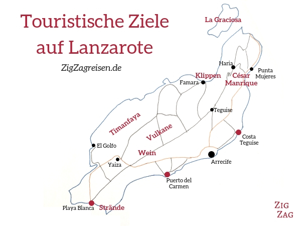 Sehenswurdigkeiten Lanzarote Reiseziele Karte
