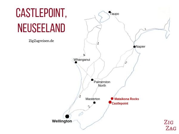 Standort Castlepoint Neuseeland Karte