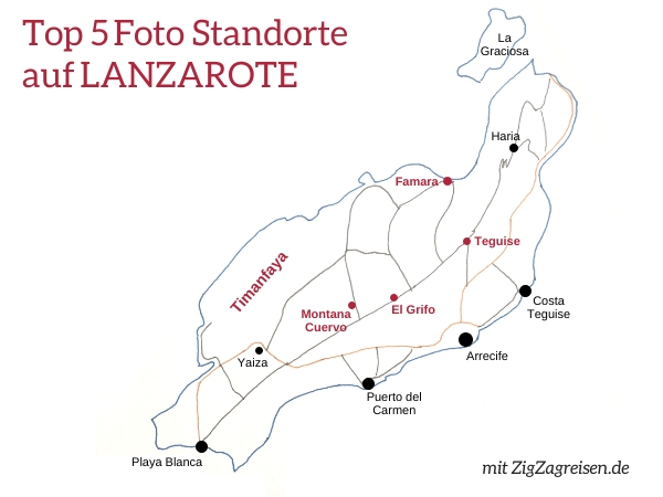 Karte Lanzarote Landschaften Beste Foto Orte