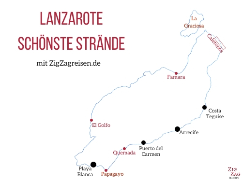 Schonste Lanzarote Strande - Karte