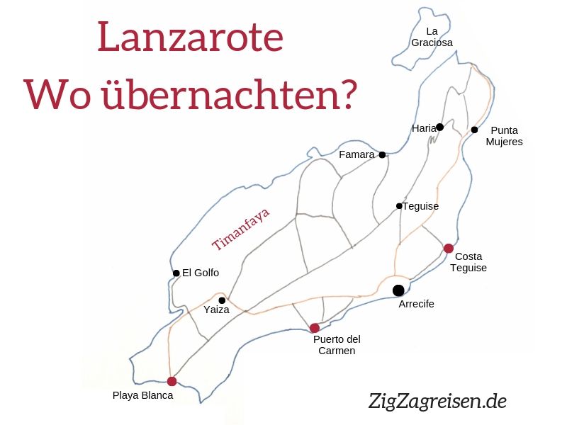 Unterkunfte Reiseziele Lanzarote Karte