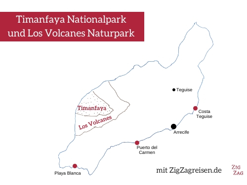 Vulkane Nationalpark Timanfaya Lanzarote Karte