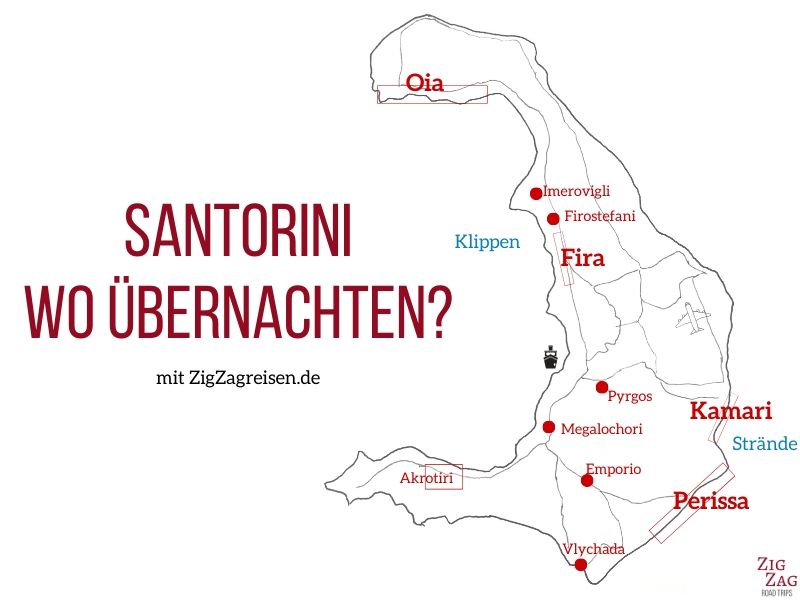 Unterkunfte tipps Santorini Karte - wo ubernachten