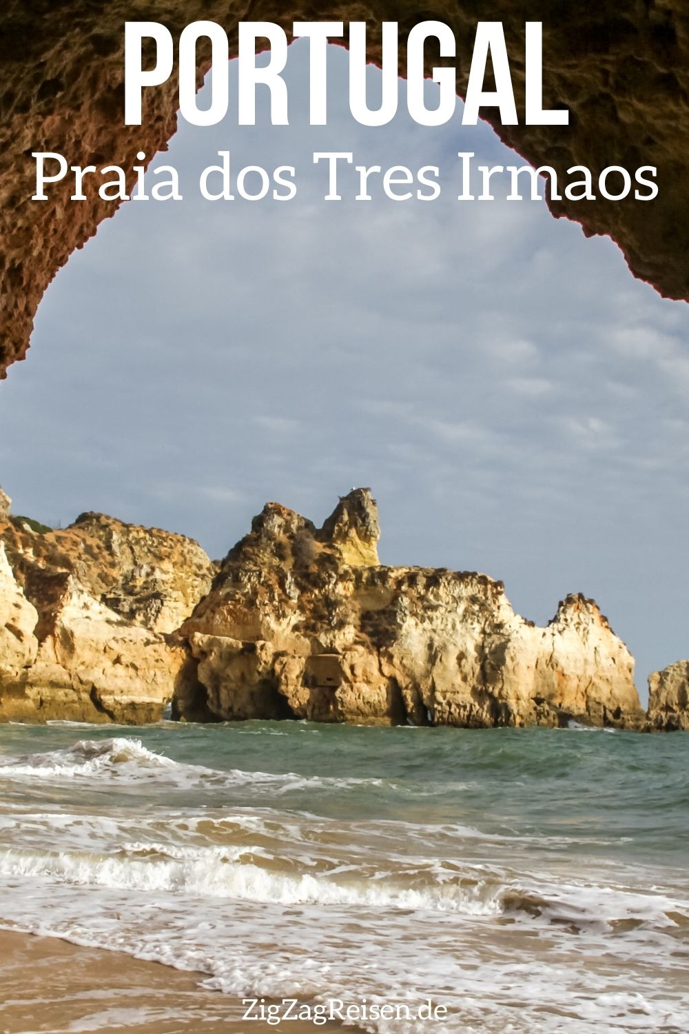 Praia dos Tres Irmaos Strand Portugal reisen Pin2