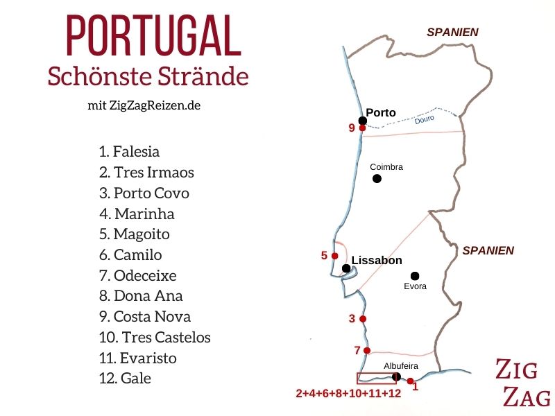 Schonste Strande Portugla Karte