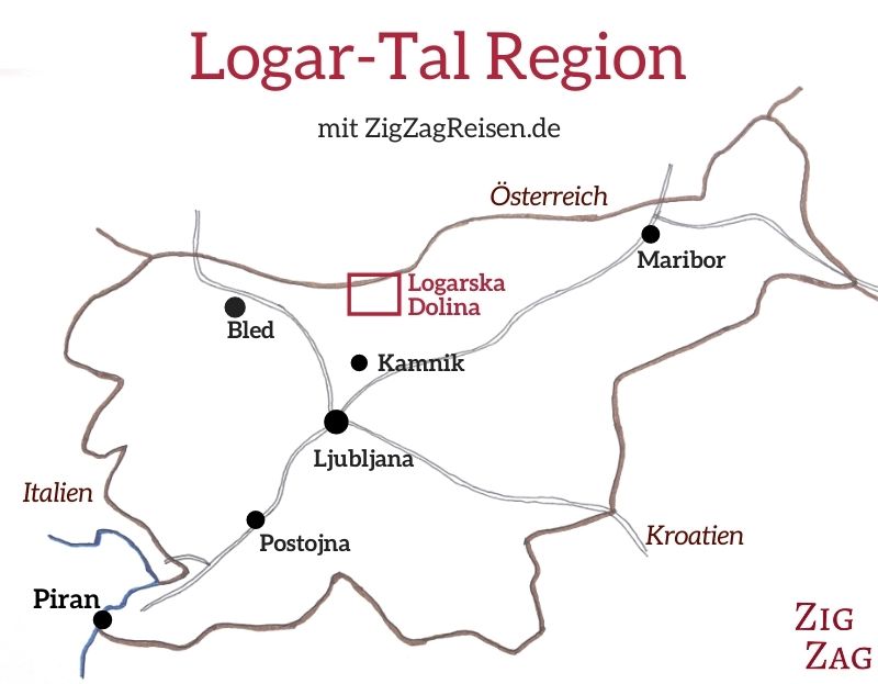 Karte Logarska Dolina Logar-Tal Slowenien