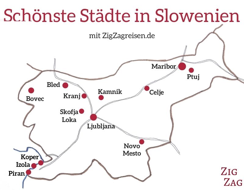 Schönste Städte Slowenien Karte
