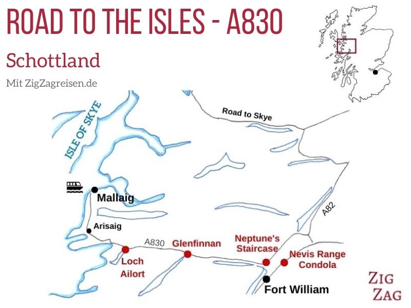 Die Road to the Isles Schottland Karte