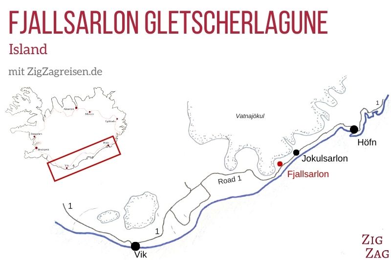 Gletscherlagune Fjallsarlon Karte