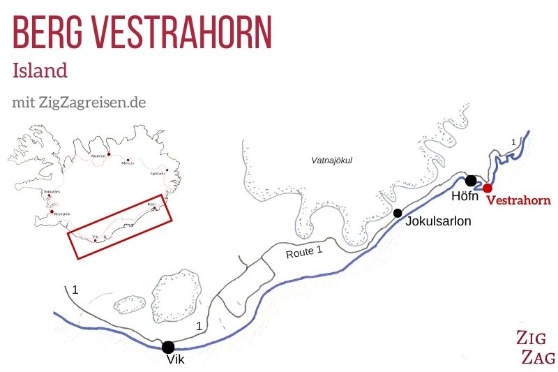Karte Vestrahorn Island