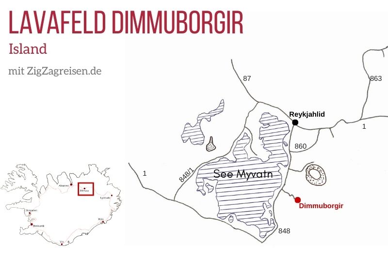 Myvatn Dimmuborgir Island Karte