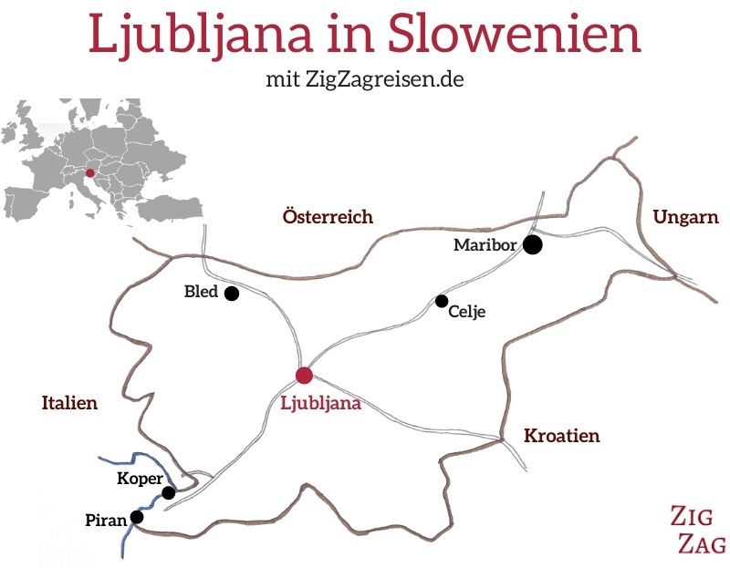 Standort Ljubljana Slowenien Karte