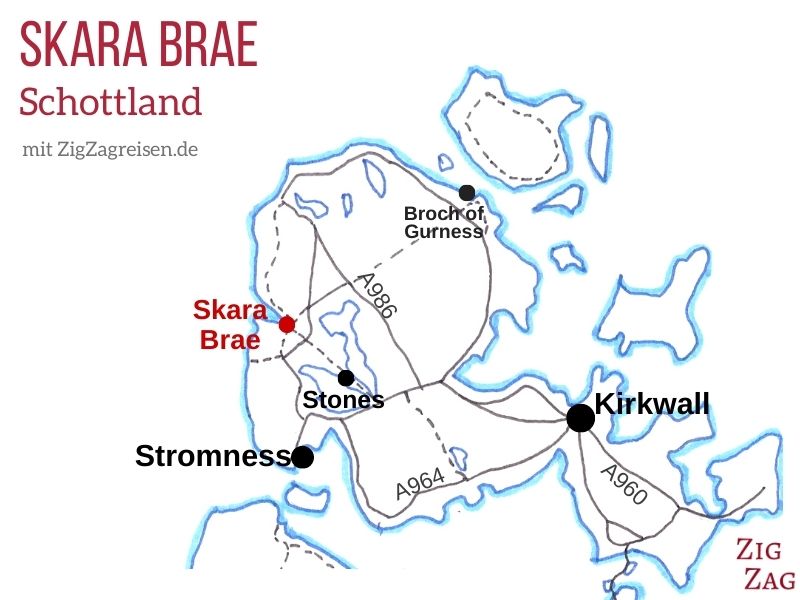 Standort Skara Brae Orkney Karte