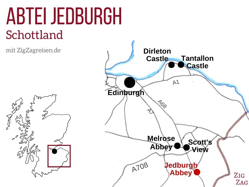 Karte Abtei Jedburgh Abbey Schottland