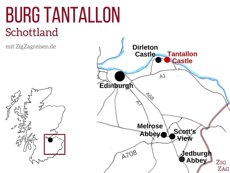 Karte Burg Tantallon Castle Schottland