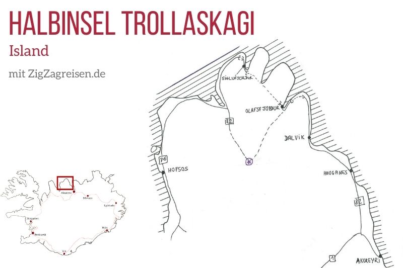 Karte Halbinsel Trollaskagi Island