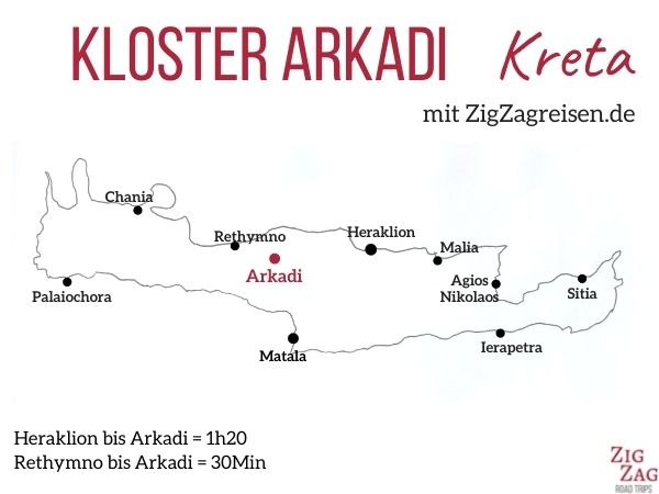 Standort Kloster Arkadi Kreta Karte