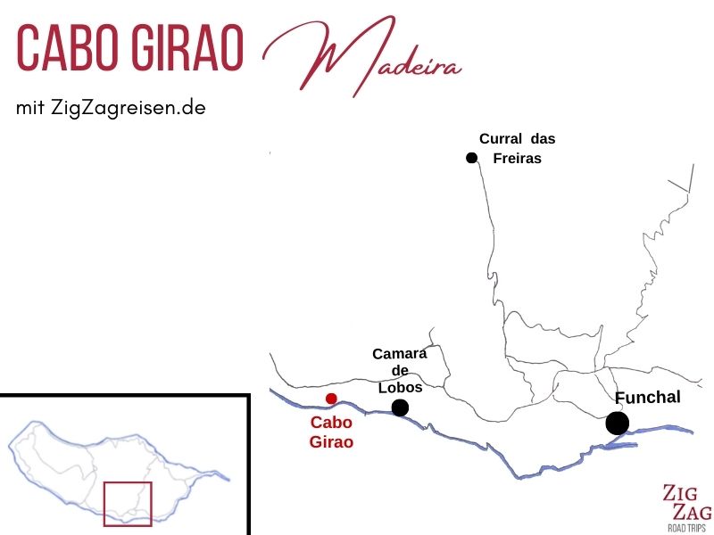 Cabo Girao Madeira Standort Karte