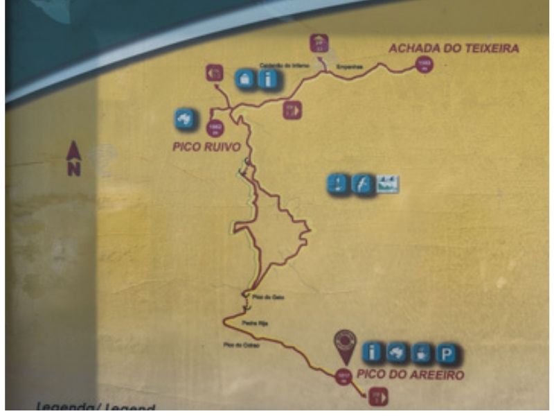 PR1 Pico do Arieiro nach Pico Ruivo Wanderung Karte