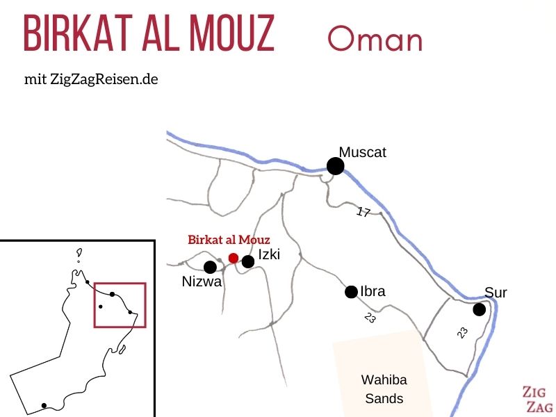 Karte Birkat al Mouz Oman Standort