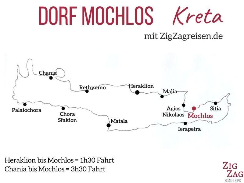 Karte Dorf Mochlos Kreta Standort