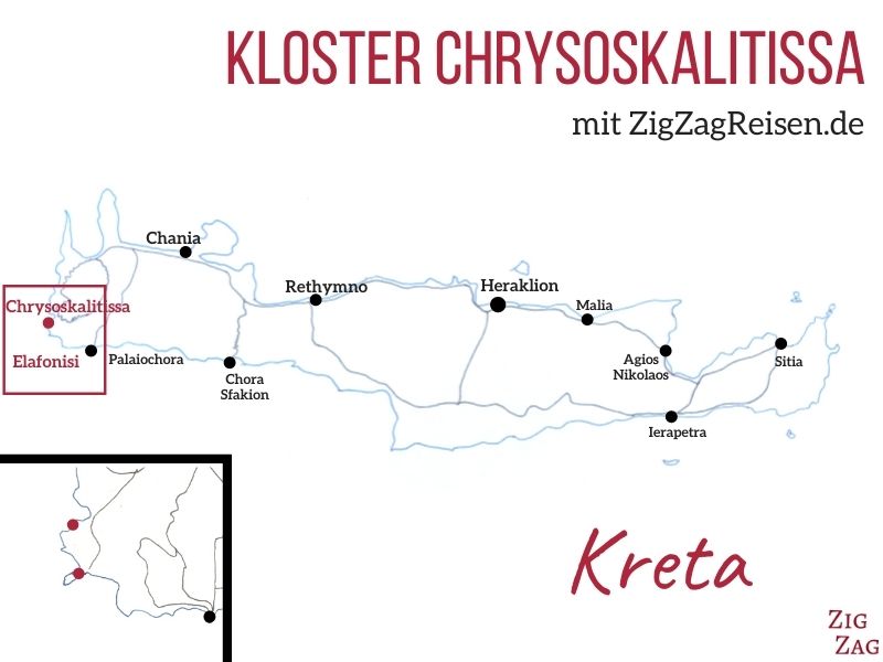 Karte Kloster Chrysoskalitissa Kreta standort