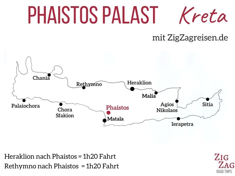Karte Palast Phaistos Kreta Standort