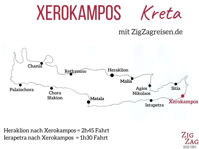 Karte Strand Xerokampos Kreta Xerocambos Standort