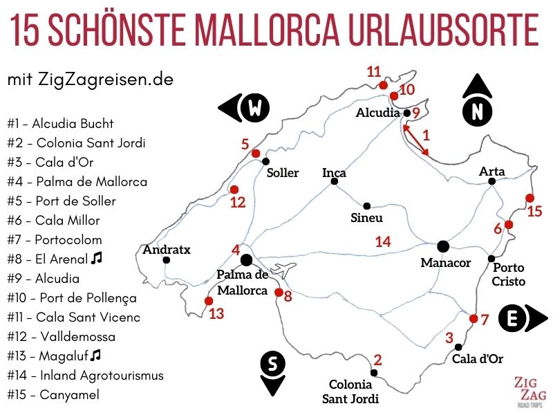 Karte beste Mallorca Urlaubsorte