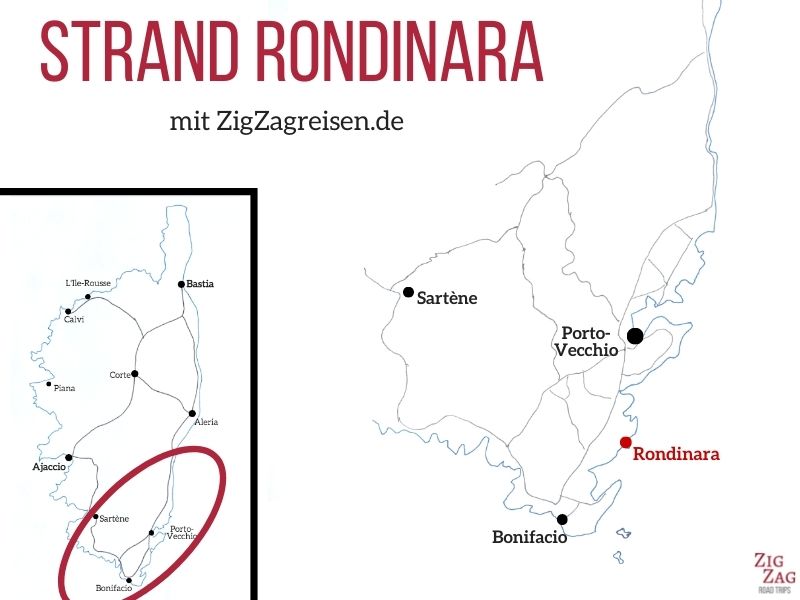 Strand Rondinara Korsika Karte