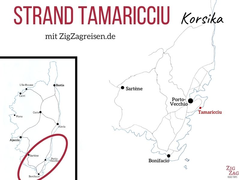 Strand Tamaricciu Korsika Karte