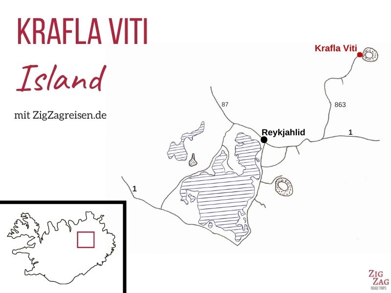 Karte Krafla Viti Krater See Island