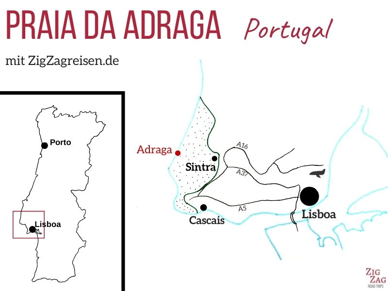 Karte Praia da Adraga Strand Portugal