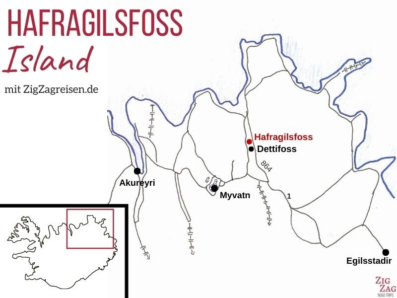 Karte Wasserfall Hafragilsfoss Island Jokulsargljufur Schlucht