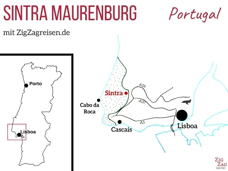 Standort Castelo dos Mouros Sintra Burg Portugal Karte