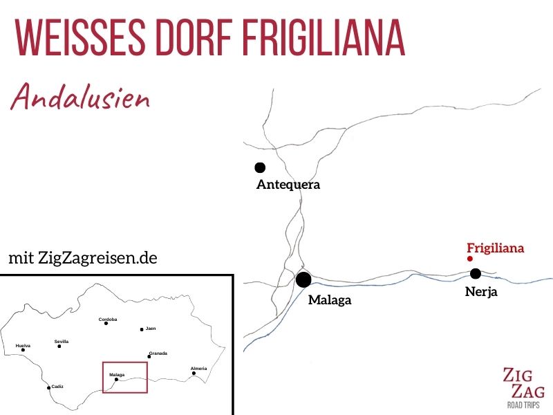 Standort Dorf Frigiliana Andalusien Spanien Karte