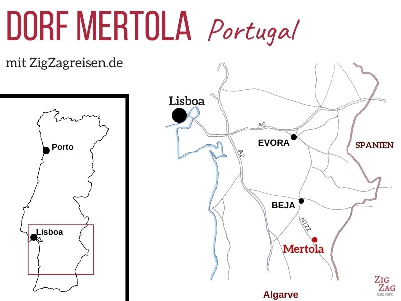Standort Dorf Mertola Portugal Karte