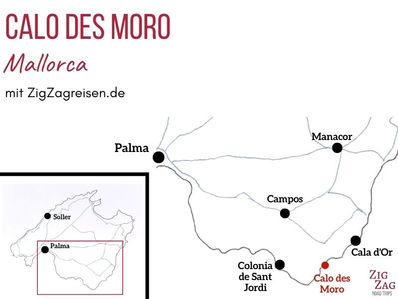 Strand Calo des Moro Mallorca Karte