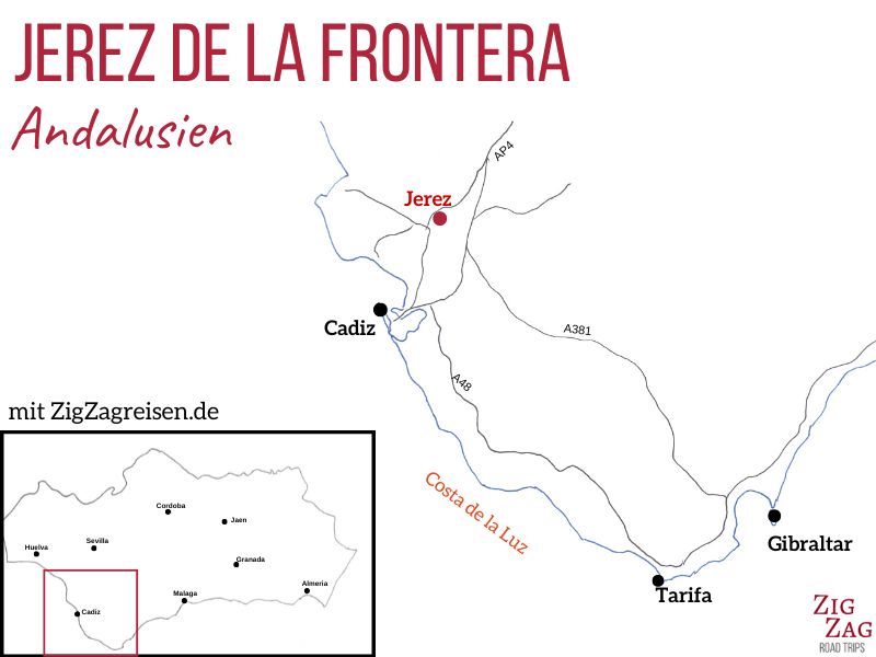 Karte Jerez de la Frontera Andalusien Spanien