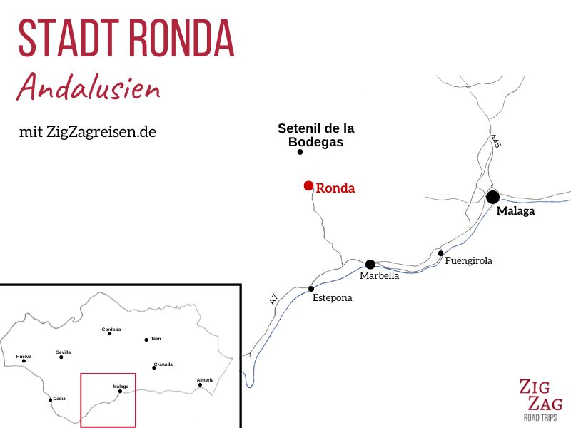 Karte Ronda Andalusien Spanien